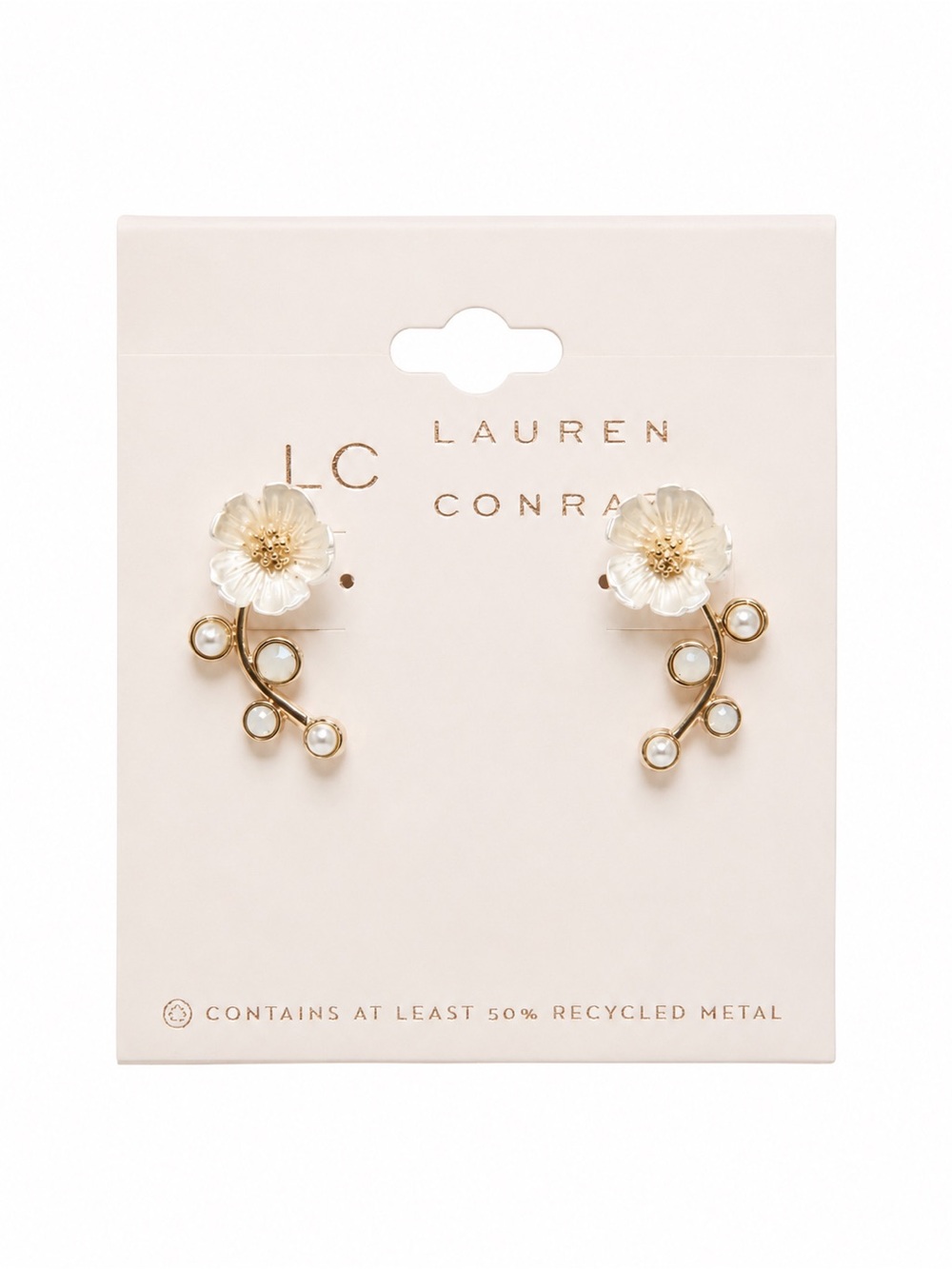 Lauren Conrad Floral Pearl Branch Earrings – New
